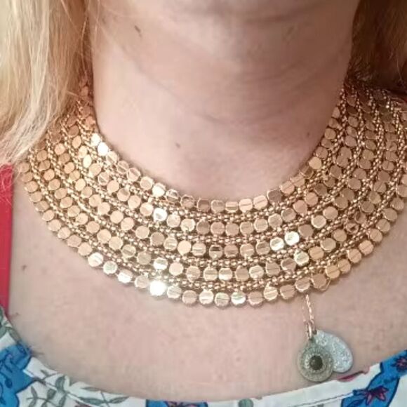 Zara Bold Multilayered Gold Chocker Necklace - Picture 6 of 14